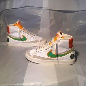 Nike White Green Yellow High-Top Sneakers